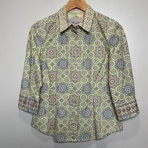 Robert Graham Geometric Print Button Down Shirt Womens Size‎ M Multicolor